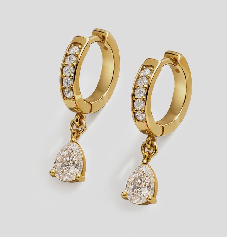 Mini golden huggies in stainless steel&amp;cubic zirconia