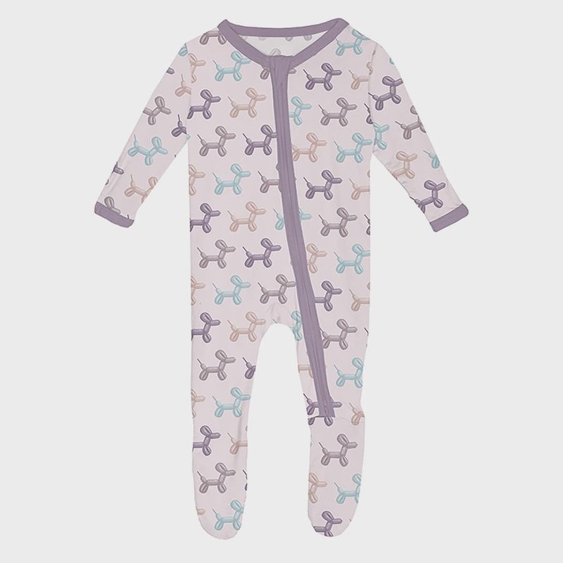 Kickee Pants/Print Footie with 2 Way Zipper/Shrinking violet balloon Dogs