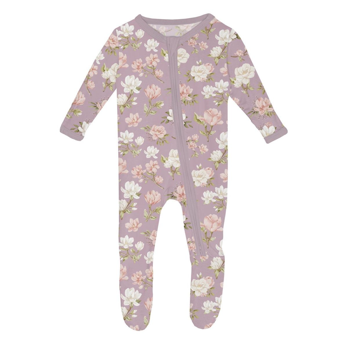Kickee Pants Print Footie with 2 way zipper in sweet pea spring floral