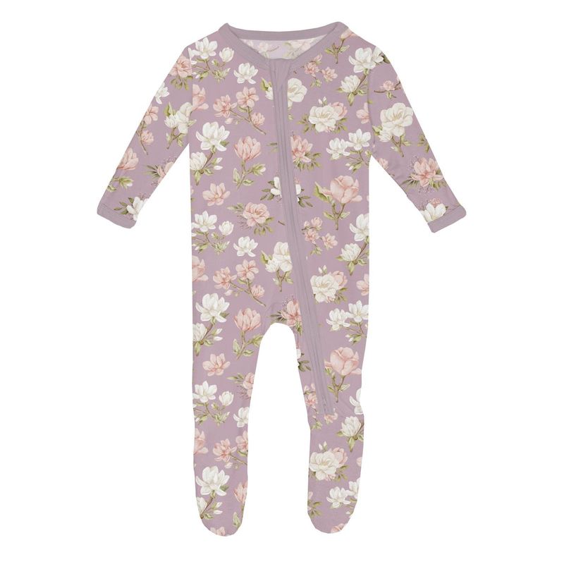 Kickee Pants Print Footie with 2 way zipper in sweet pea spring floral