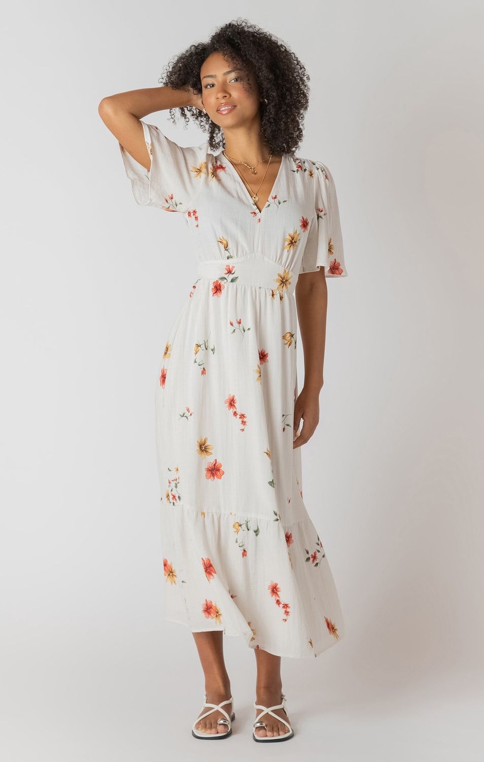 Room 34/Short Sleeve Maxi Dress/Mix Floral