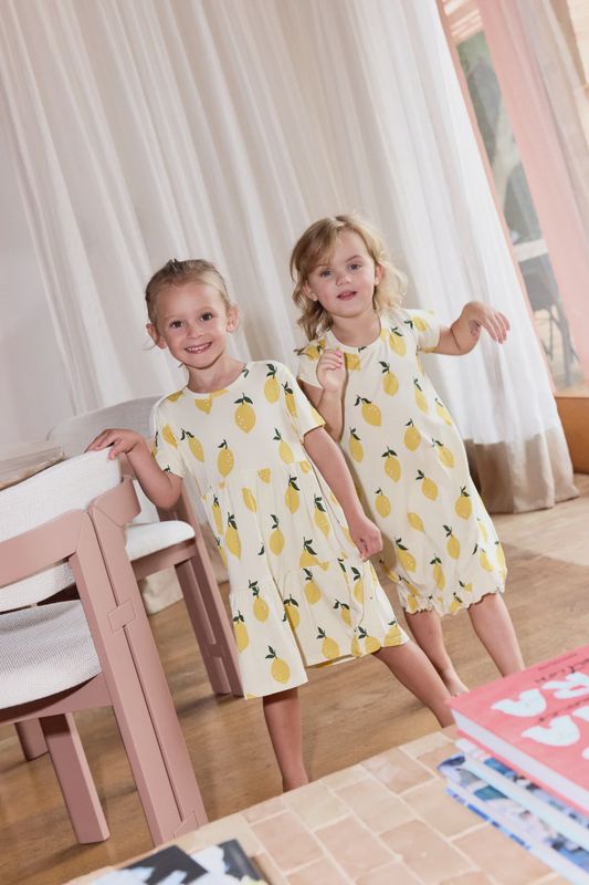 bambi &amp; birdie/Short Sleeve Ruffled Sleep Dress/Lemon Sorbet