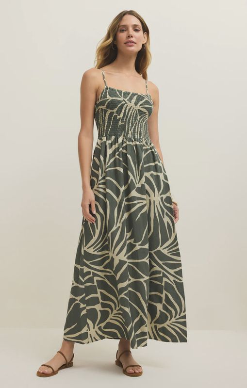Z Supply/Bayside Tova Palm Midi Dress/ Tea Leaf