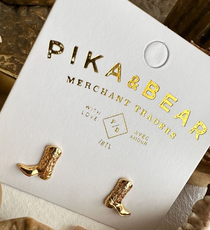 Pika &amp; Bear “Dolly” Cowboy Boot Stud Earrings