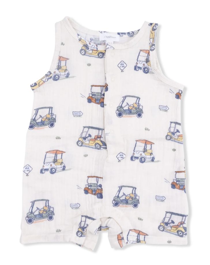 Sleeveless Shortie Romper / Zooming Golf Carts