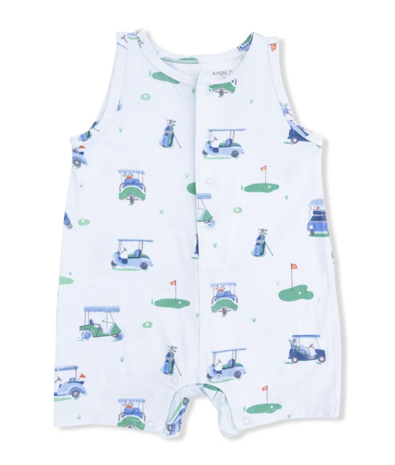 Sleeveless Shortie Romper / Vintage Golf Carts Blue
