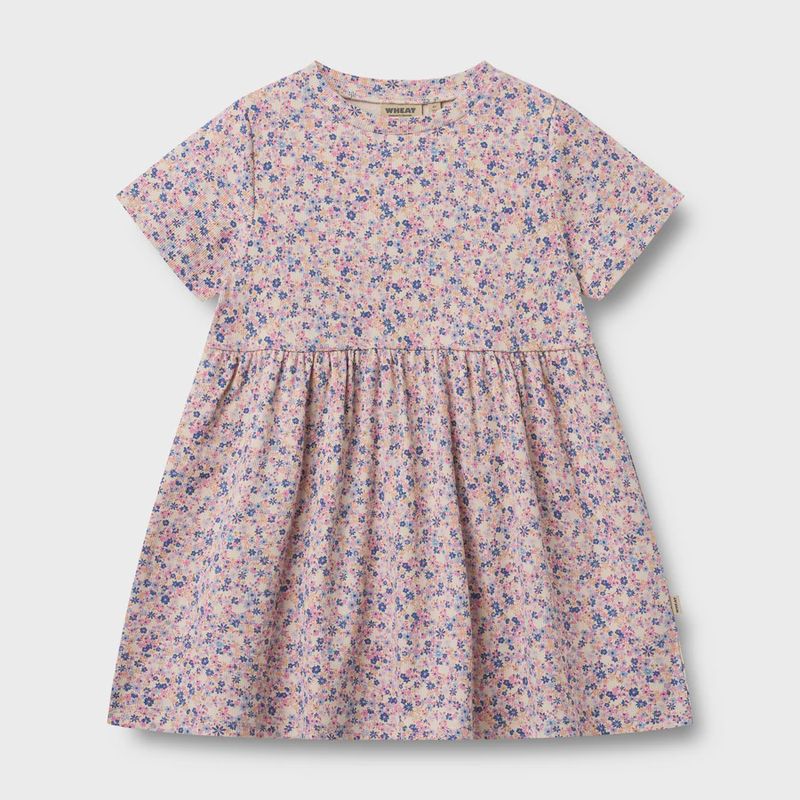 Wheat/Jersey Dress Anna Baby Pink Blue Flowers