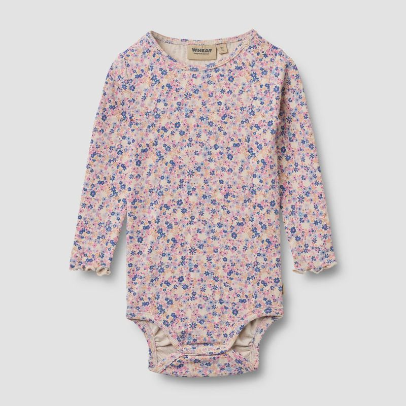Wheat/Body L/S Rie/Pink Blue Flowers