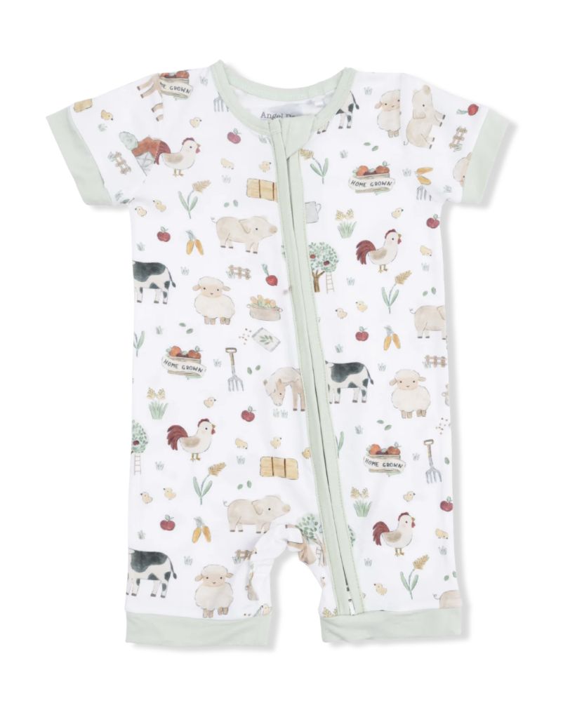 Shortie 2 Way Zipper Romper / Cute Farm Animals Uni