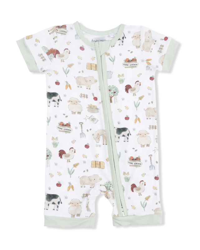 Shortie 2 Way Zipper Romper / Cute Farm Animals Uni