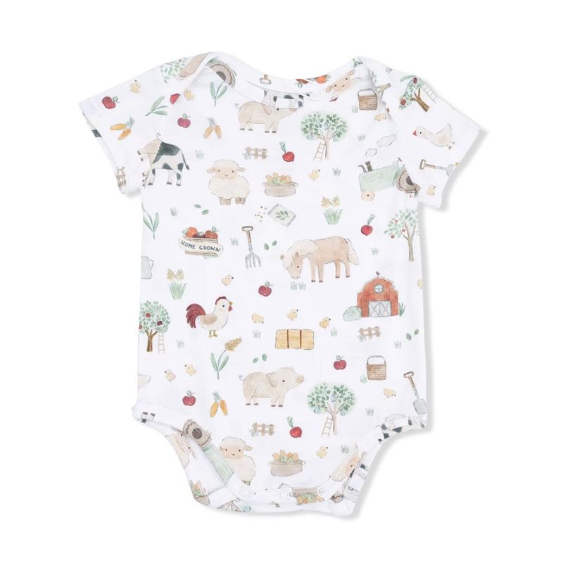 Short Sleeve Bodysuit / Cute Farm Animals Uni