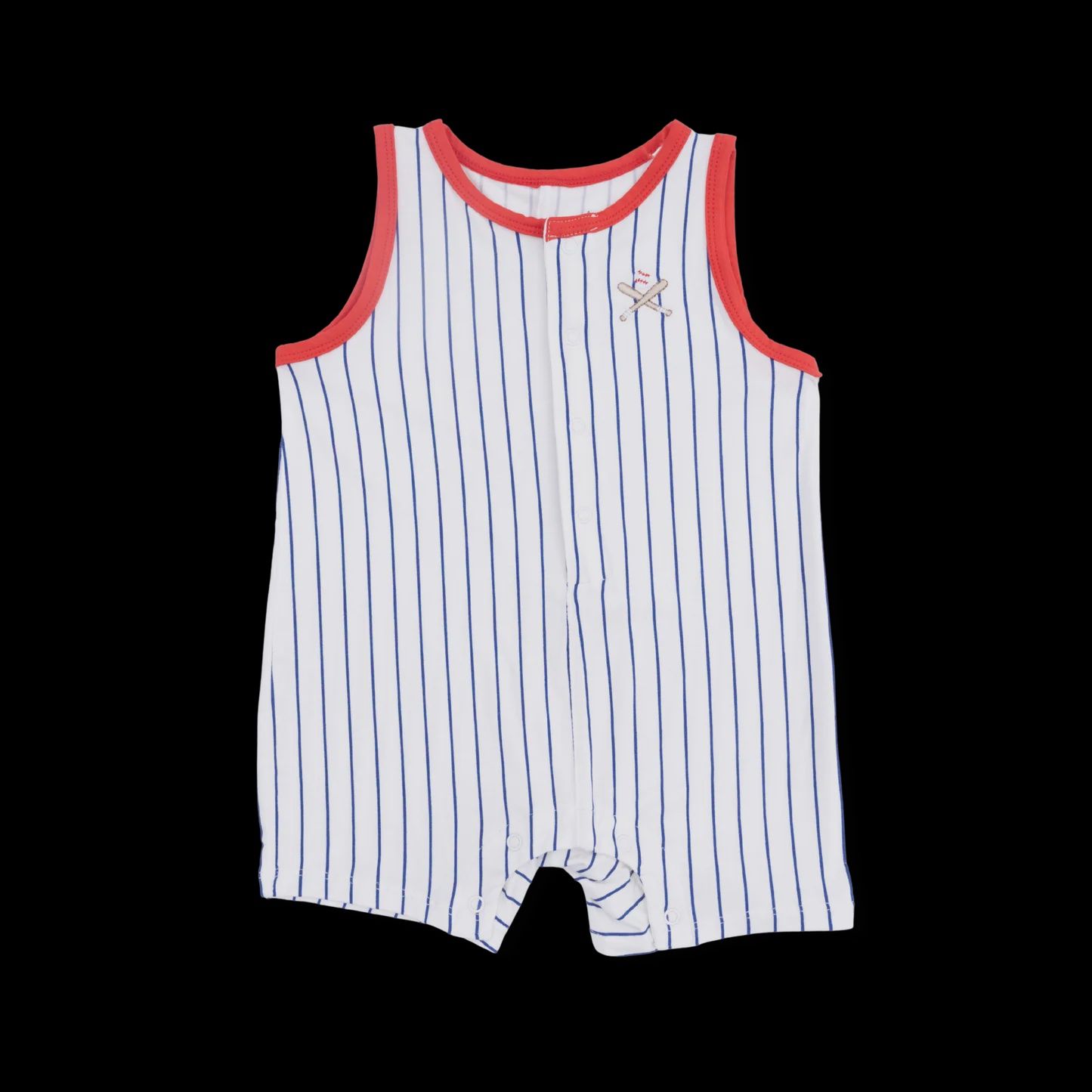 Sleeveless Shortie Romper / Baseball Stripe