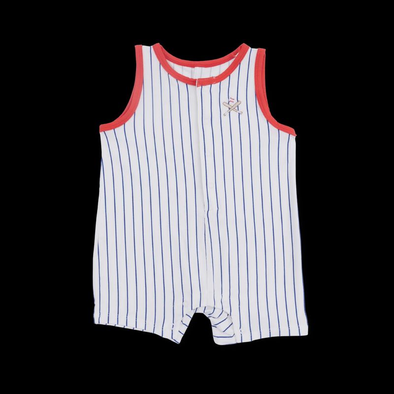Sleeveless Shortie Romper / Baseball Stripe