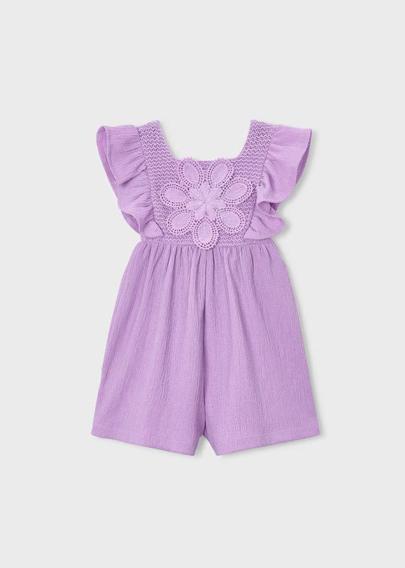 Mayoral/Girls Crochet Short Jumpsuit/Lilac