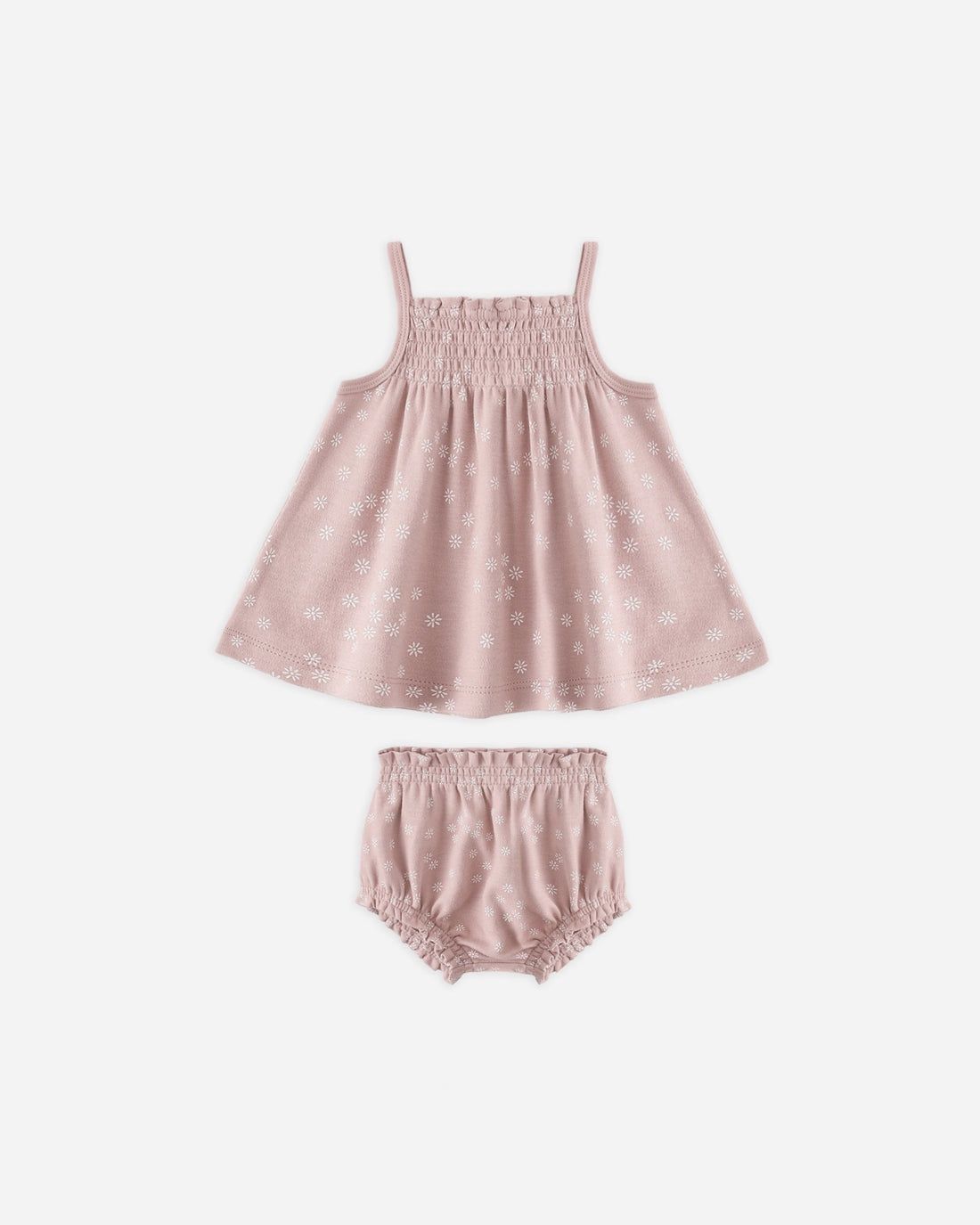 Smocked Tank + Bloomer Set - Mauve Daisy