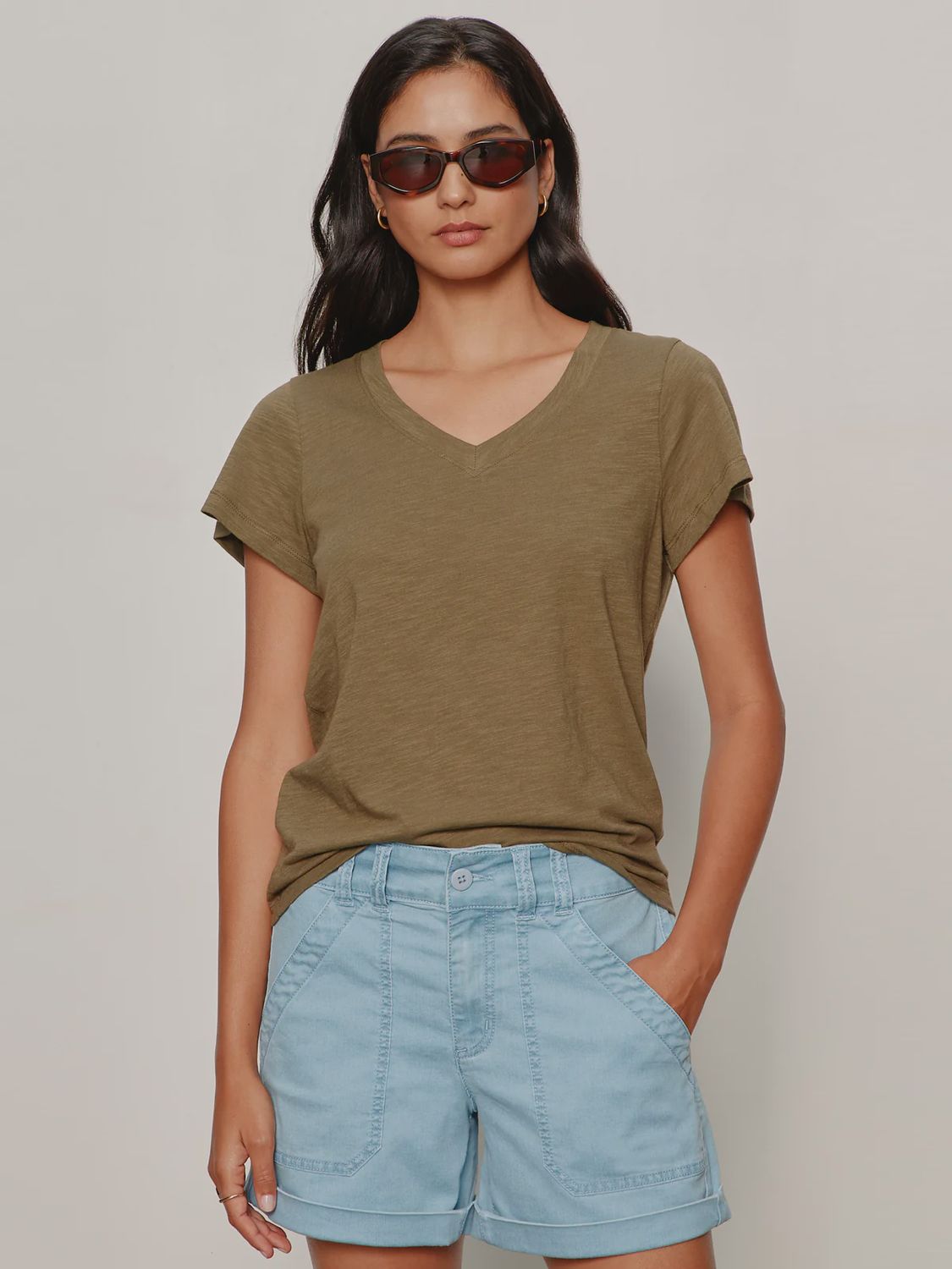 Sanctuary/Soft V Neck Tee/Burnt Olive