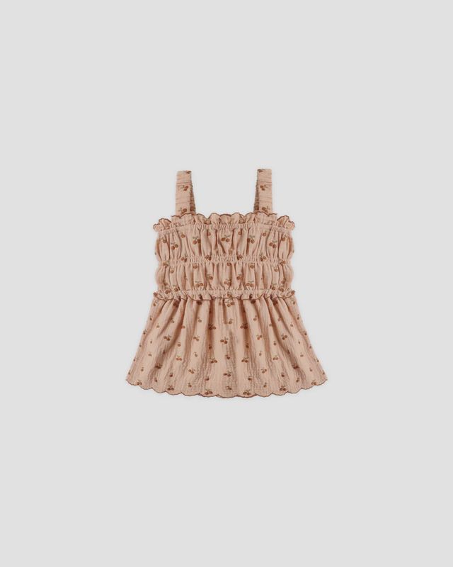 Rylee+Cru/Smocked Tank/Cherry Embroidery