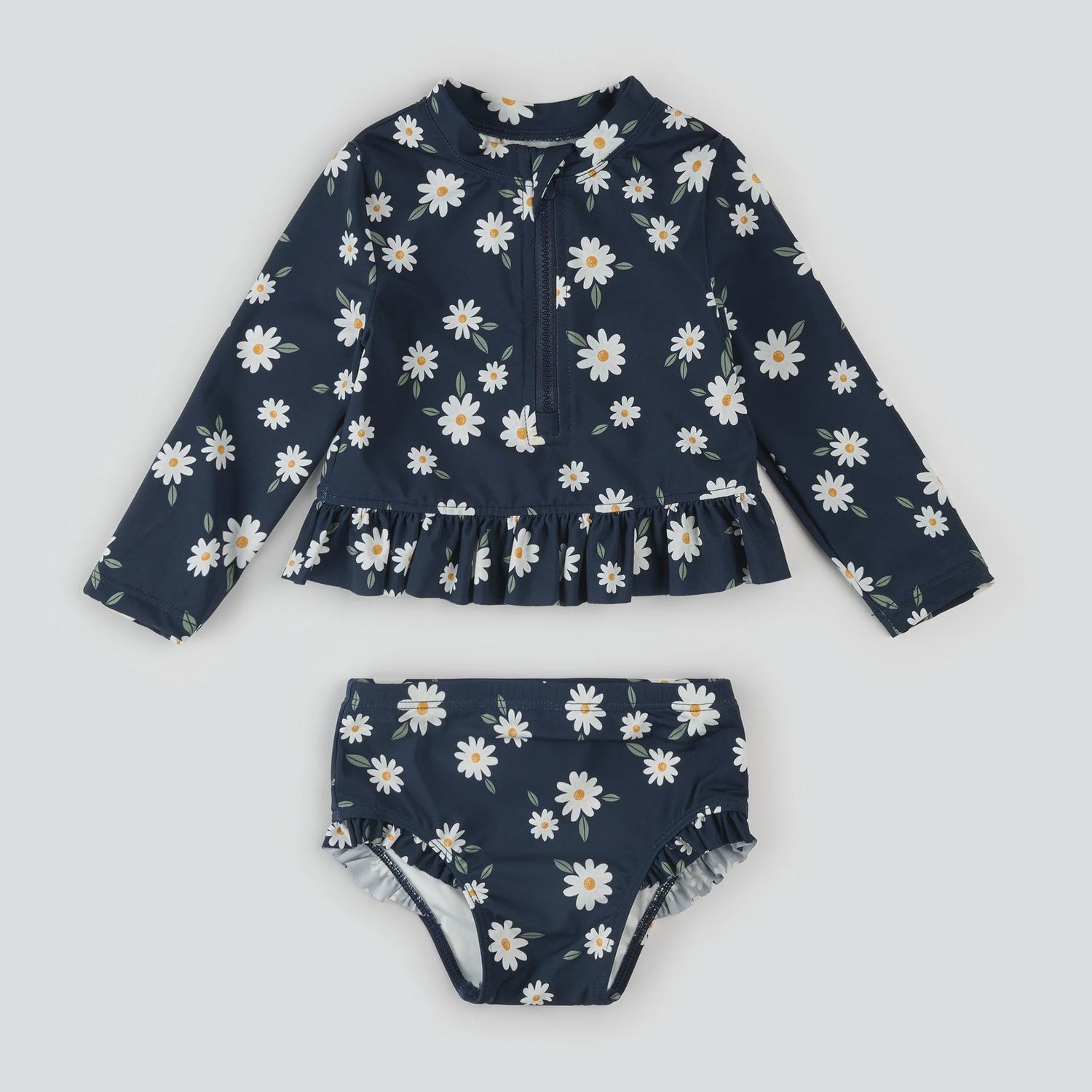 Petit Lem/2 PC Set/Rashguard &amp; Bottom Knit/Navy Daisy