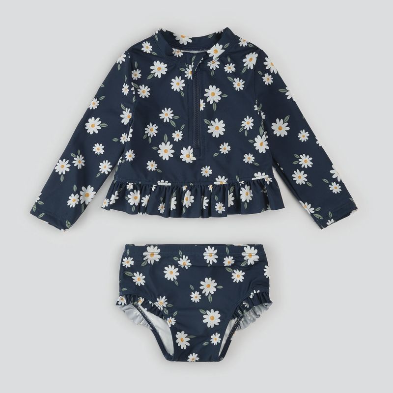 Petit Lem/2 PC Set/Rashguard &amp; Bottom Knit/Navy Daisy