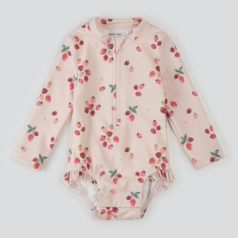 Petit Lem/1 PC Swimsuit/Pink Strawberries