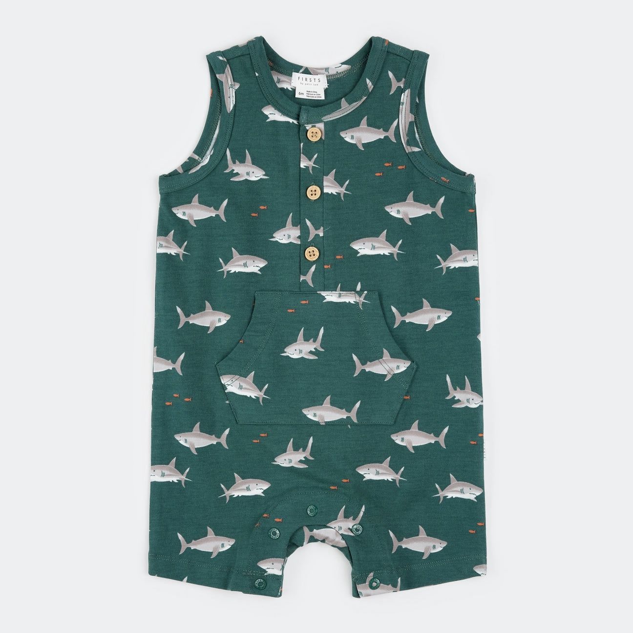 Petit Lem/Romper Knit/Teal Sharks