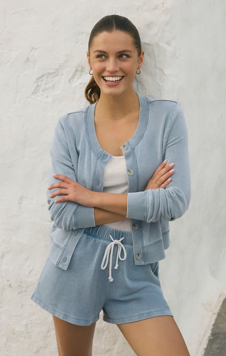 Z Supply/Hunter Knit Denim Short/Ocean Air Indigo