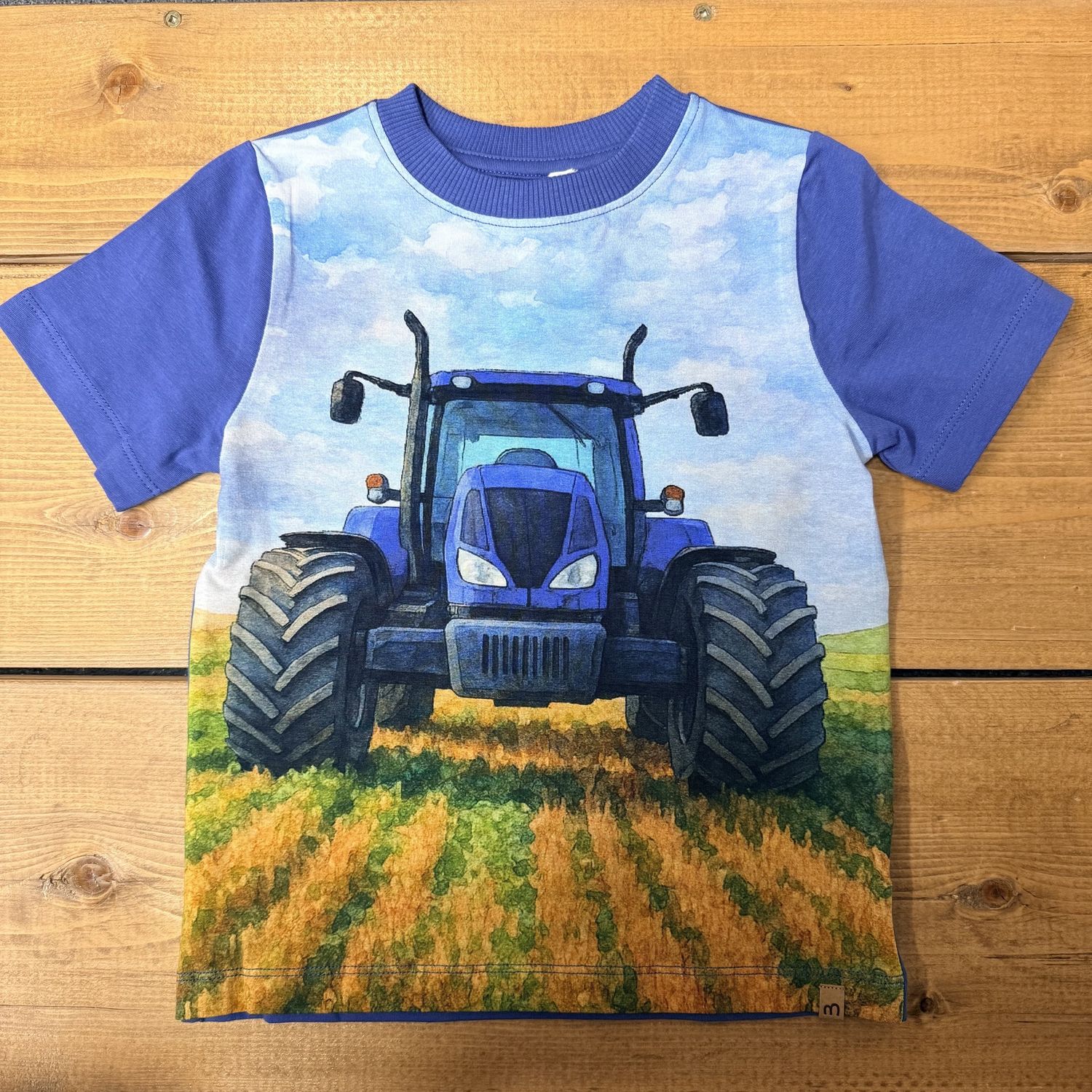 Minymo/Tee SS/Large Blue Tractor/Sky Blue