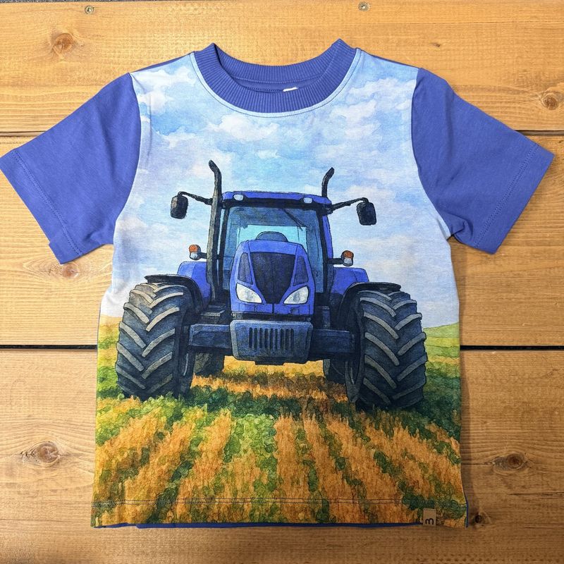 Minymo/Tee SS/Large Blue Tractor/Sky Blue