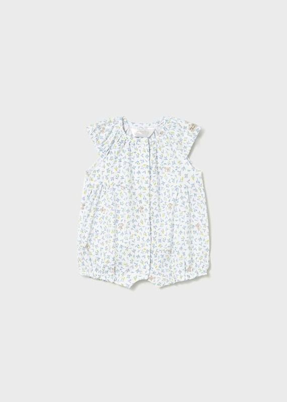 Mayoral Infant Floral Romper in Lagoon Blue
