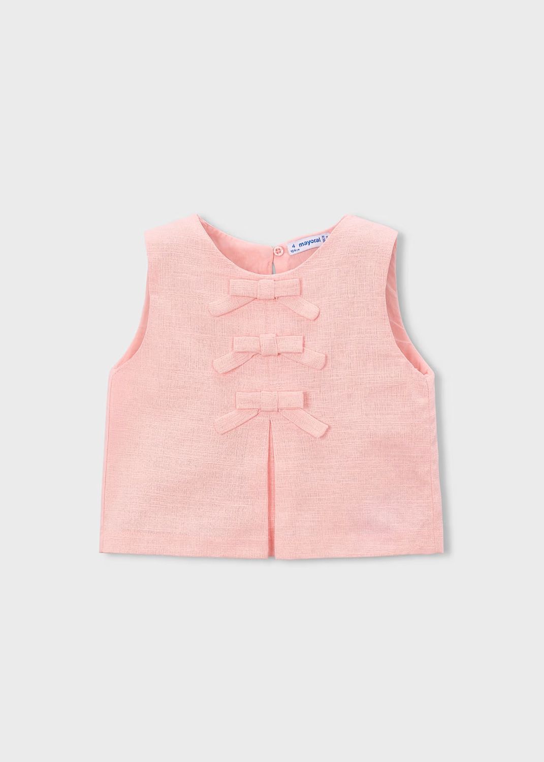 Mayoral/Sleeveless Linen Top w/bows/Blossom (Pink)
