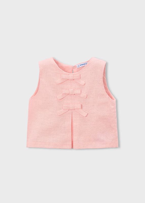 Mayoral/Sleeveless Linen Top w/bows/Blossom (Pink)