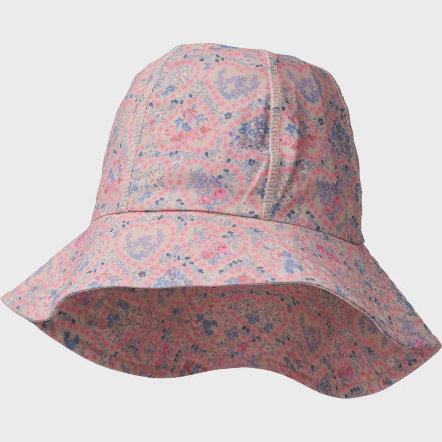 Wheat/UV Sun Hat Bora/Pink Heart Flowers