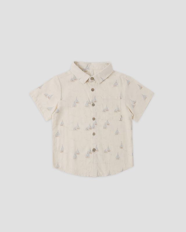 Rylee+Cru/Boys Collared Short Sleeve Shirt/Sail
