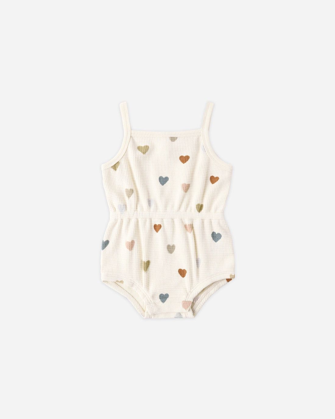 Quincy Mae Waffle Cinch Romper Confetti Hearts