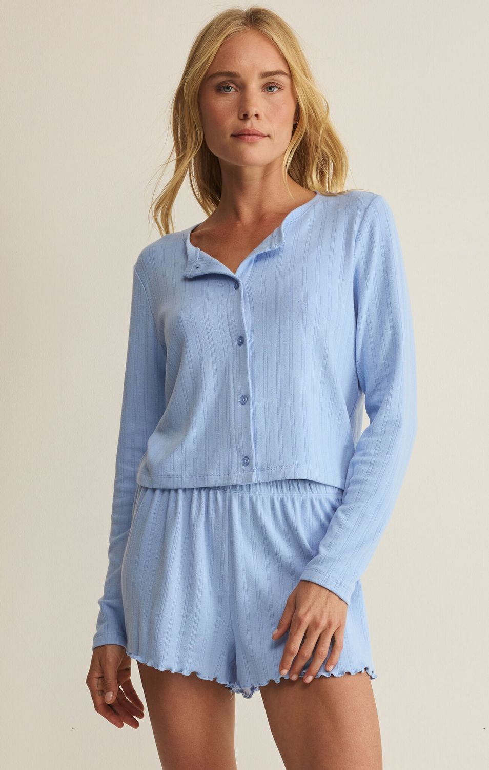 Z Supply/Lovely Pointelle Top/Ice Blue