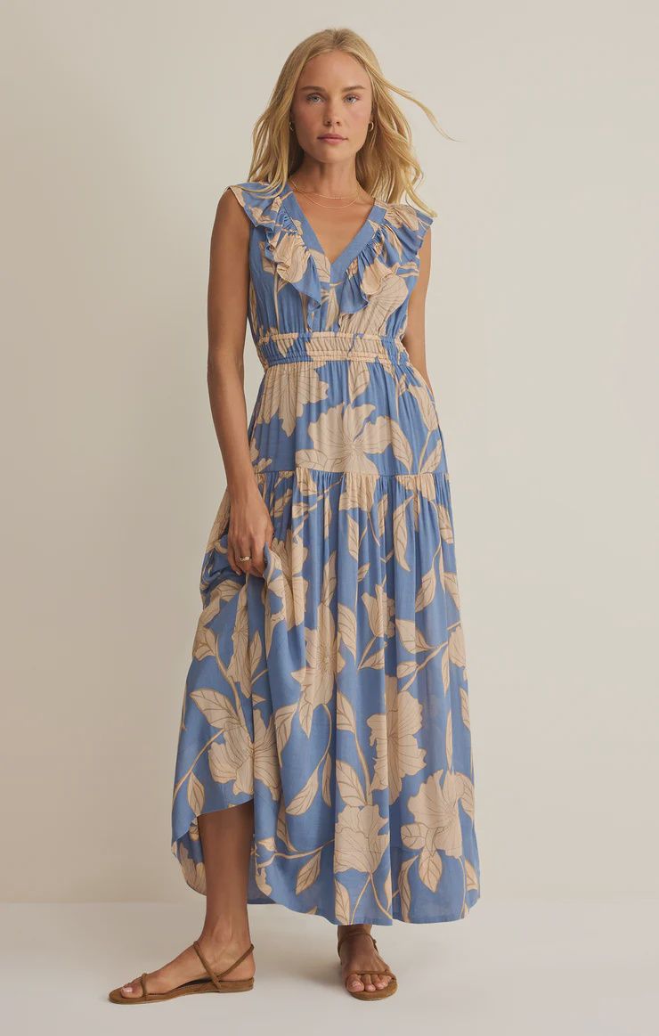 Z Supply/Malene Bloom Floral Maxi Dress/Lake Blue