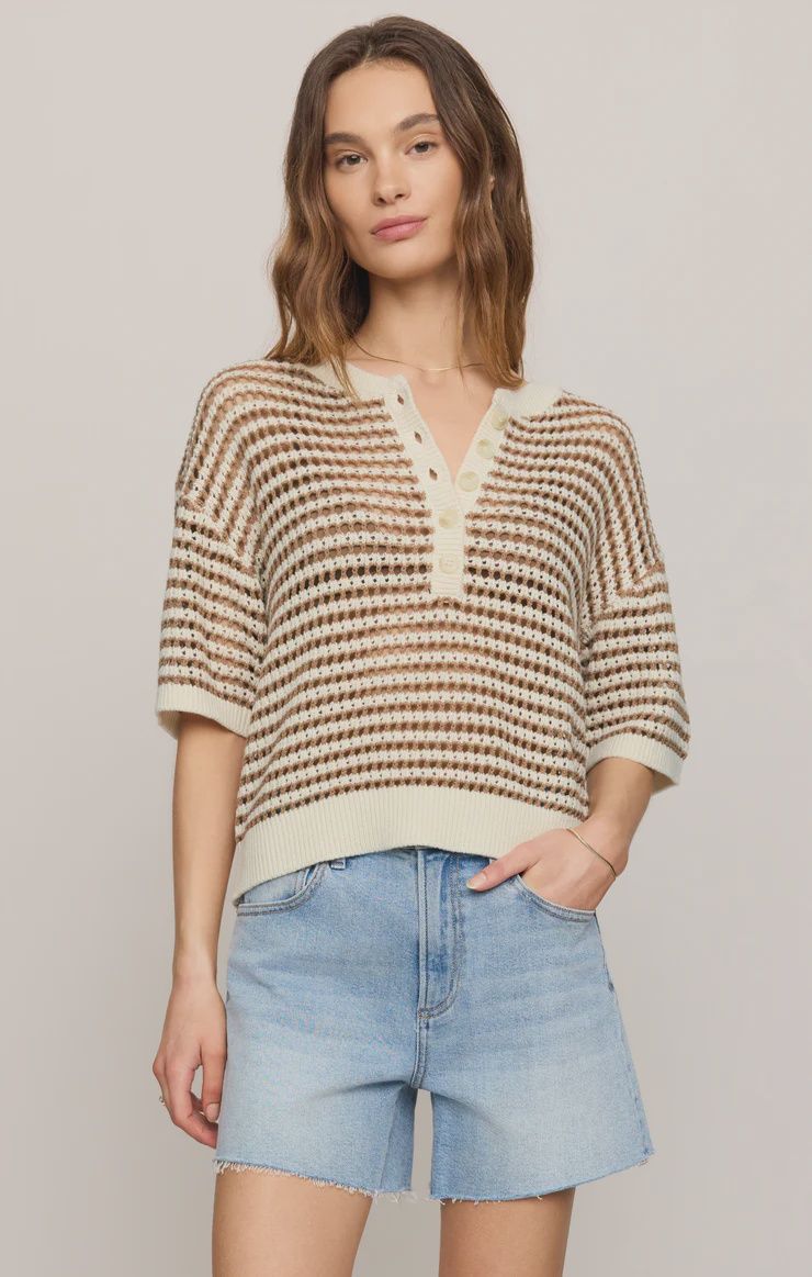 Z Supply/Kylo Striped Polo Sweater/Taro