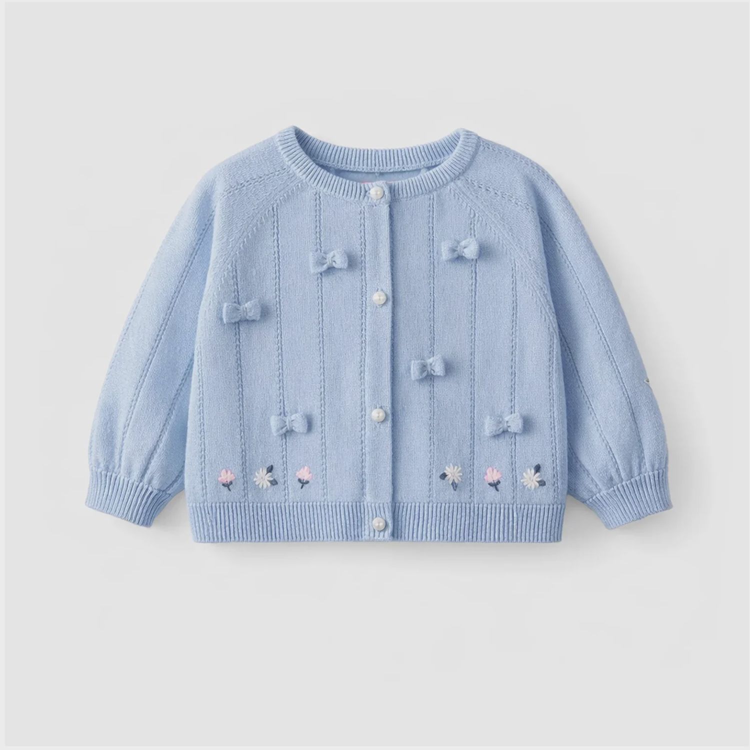 Souris Mini/Baby Girl Blue knit bow Cardigan