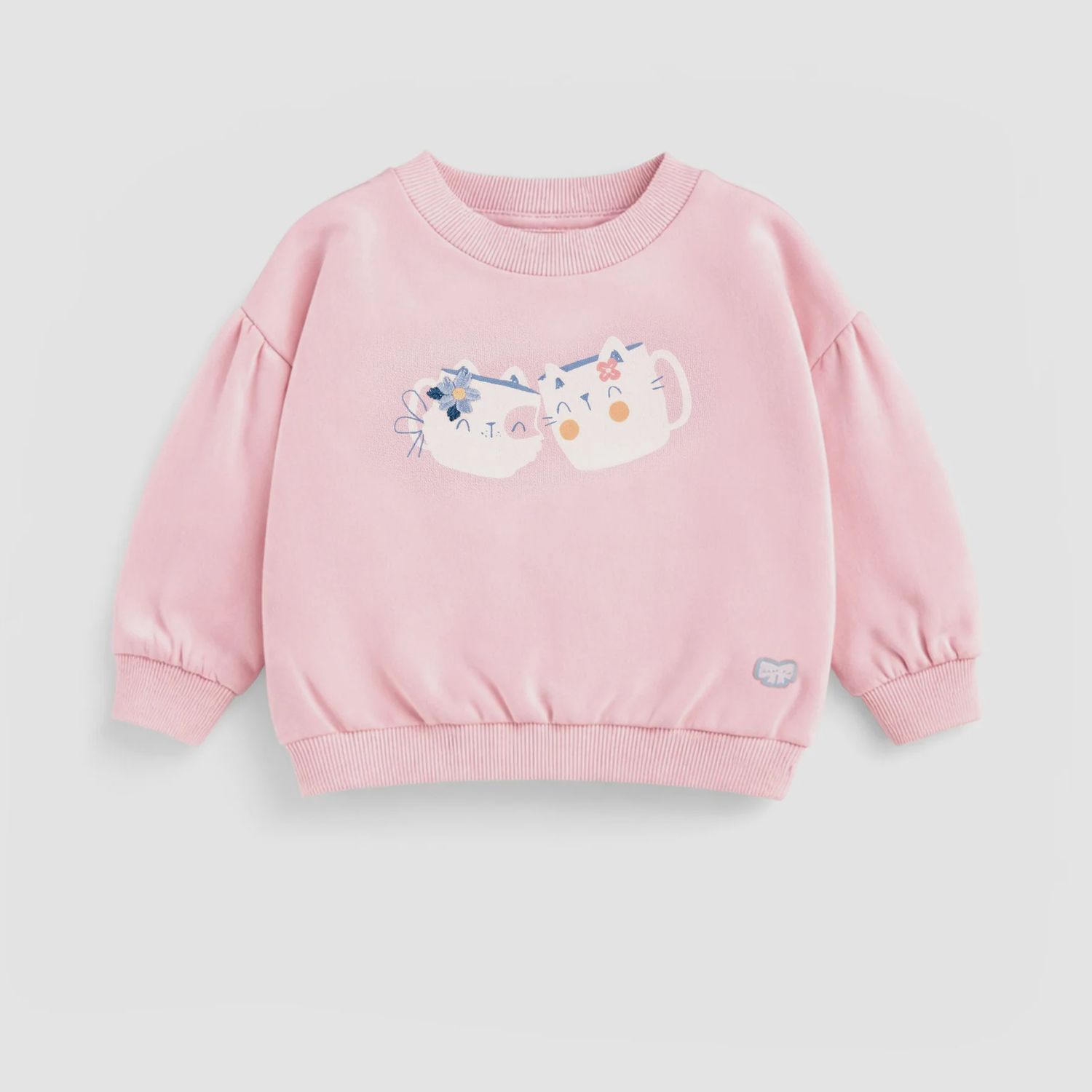 Souris Mini/Baby Girl Pink Cats Crewneck
