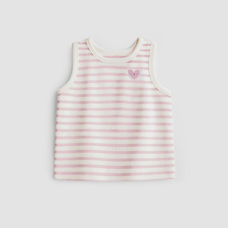 Souris mini/Baby Girl Stripe Tank/Pink and White