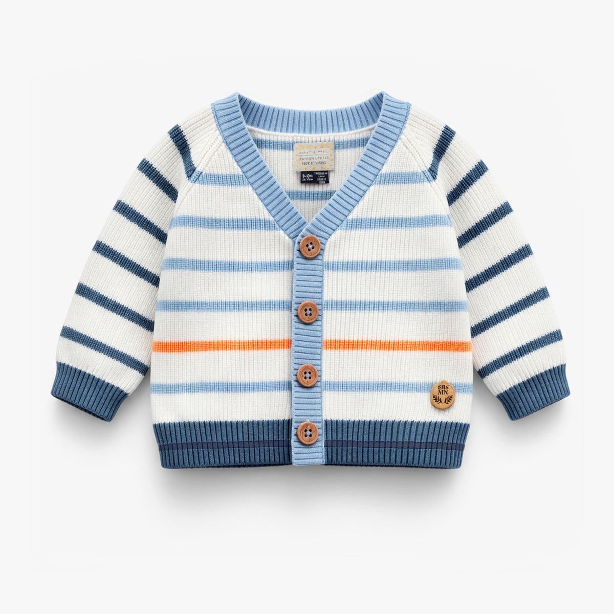 Souris Mini/Baby Boy Striped Cardigan/Blue and White