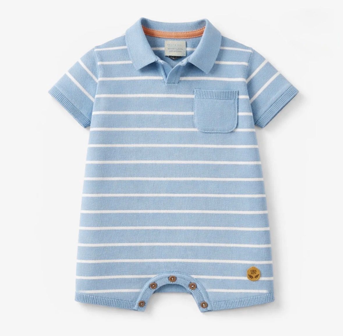 Souris Mini/Baby Boy stripe Blue knit Romper