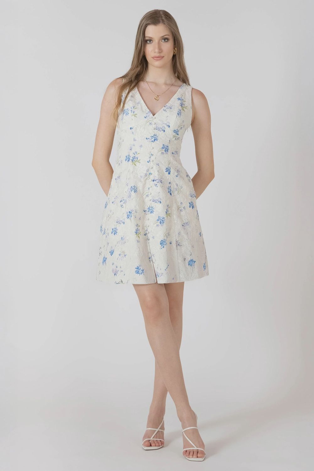 Black Tape/Embroidered Mini Dress/Lavender Floral