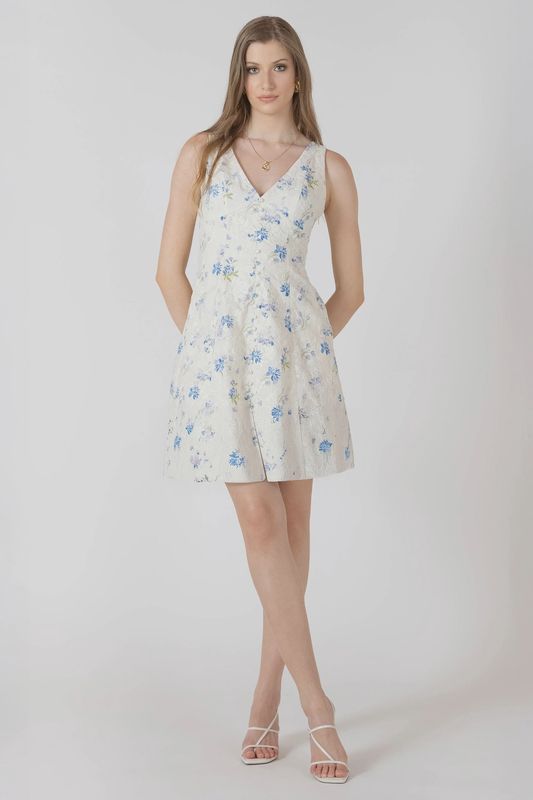 Black Tape/Embroidered Mini Dress/Lavender Floral