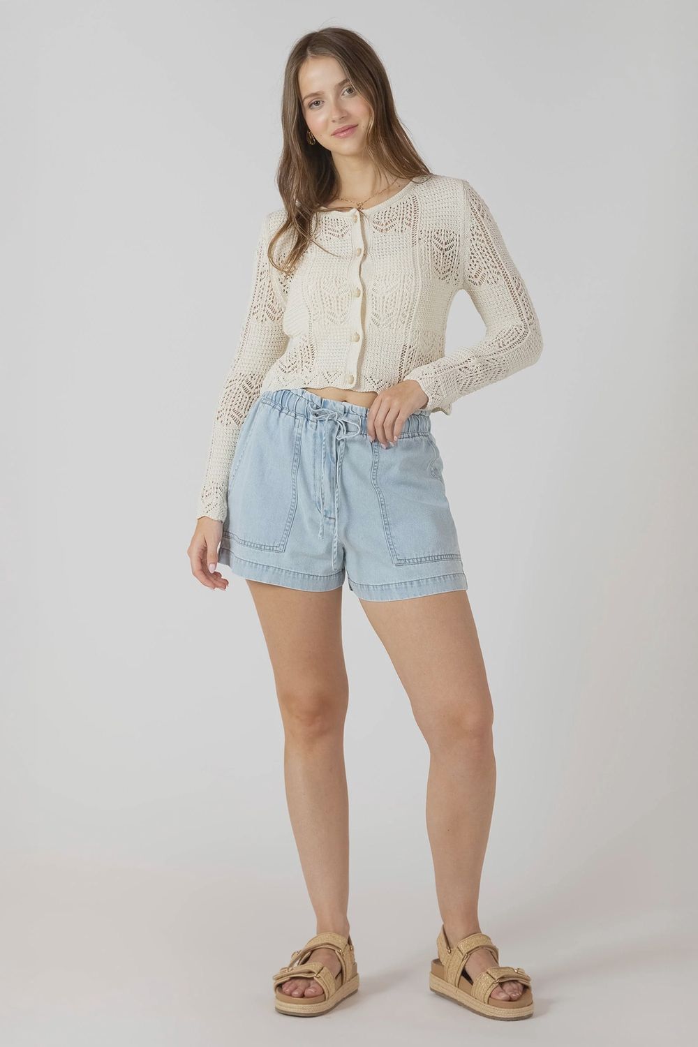 Dex/Drawstring Denim Shorts/Bleached Wash