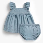 Souris Mini/Denim Eyelet Dress w diaper cover