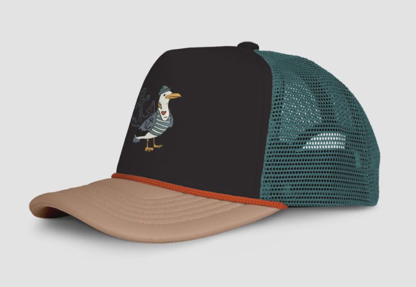 Headster/Captain Seagull Trucker Hat/Black