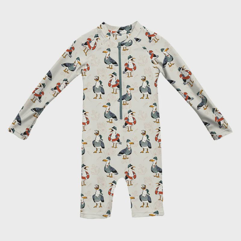 Headster/Captain Seagull Toddler Longsleeve Swimsuit/White Sand