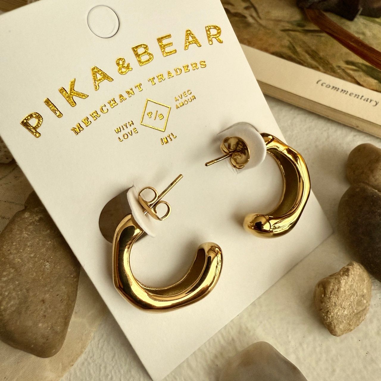 "Aboro" Textured Hoop Earrings in Gold