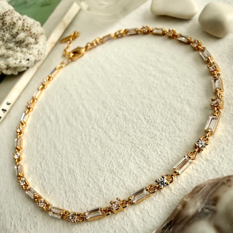 "Eleni" Baguette Anklet In Gold